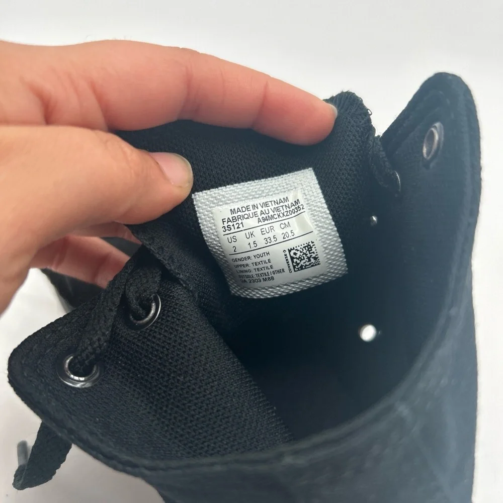 Converse Youth size 2 All Star Chuck Taylor high top black on black